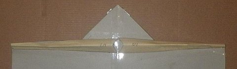 The Paper Sode kite - both upper horizontal spar pieces in place and shaped.