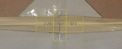 The Paper Sode kite - upper spar pieces connected with 3 pieces of tape.