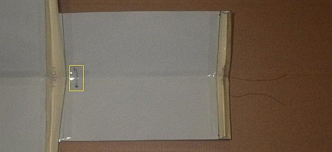 The Paper Sode kite - lower line secured with tape.