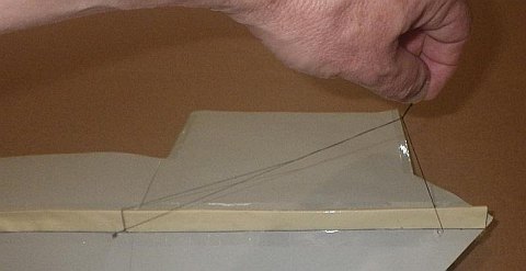 The Paper Sode kite - bridle lines adjusted.