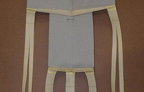 The Paper Sode kite - tails taped to rear side of sail.