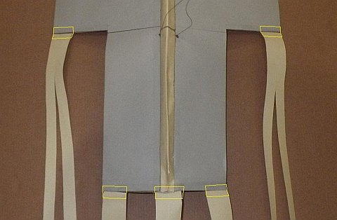 The Paper Sode kite - tail taped on front side of sail.