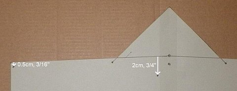 The Paper Sode kite - left-top of sail – 2 dots marked. The Paper Sode kite - left-top of sail – 2 dots marked.