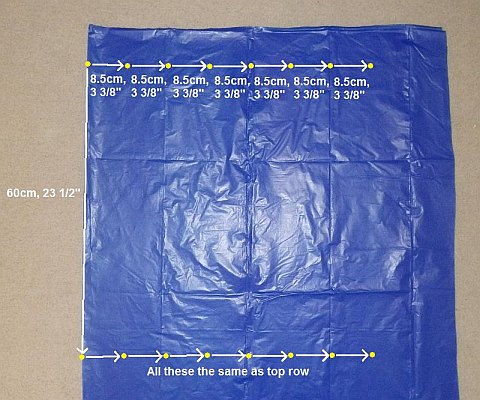 The Parachute kite - measured and dots marked.