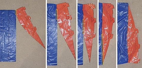 The Parachute kite - bridled rib with no vents taped to upper surface plastic.