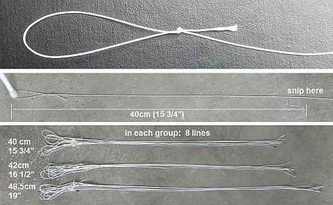 The Parachute kite - bridle lines knotted and cut to length.