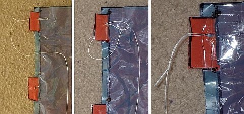 The Parachute kite - steps to attach a bridle line.