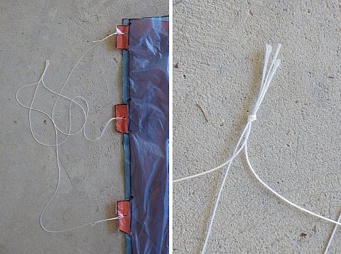 The Parachute kite - 3 bridle lines of different lengths tied together.