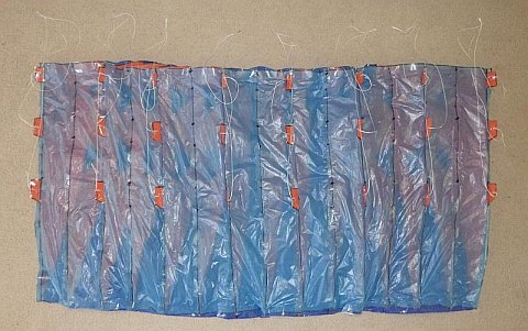 The Parachute kite - all 8 bridle line groups tied off.