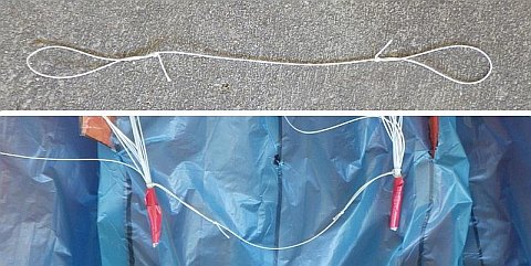 The Parachute kite - the two sides of the bridle connected.