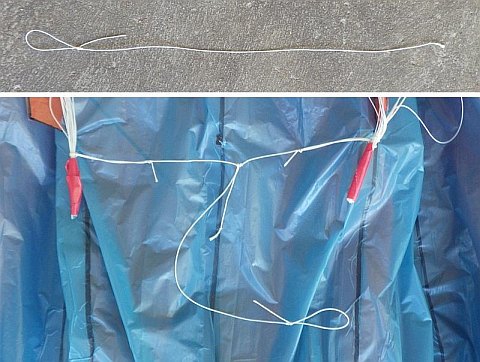 The Parachute kite - the bridle completed.