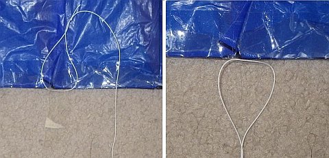 The Parachute kite - brake line attached to trailing edge.