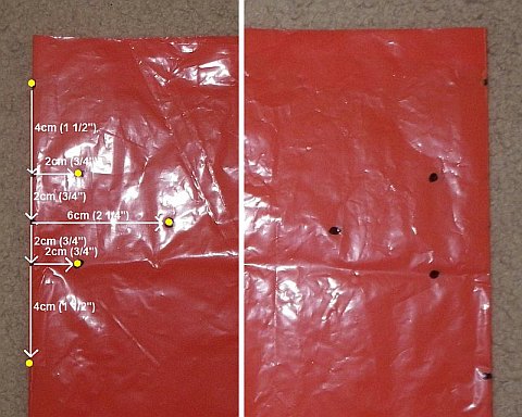 The Parachute kite - measured and dots marked.