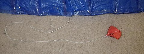 The Parachute kite - drogue attached to trailing edge of canopy.