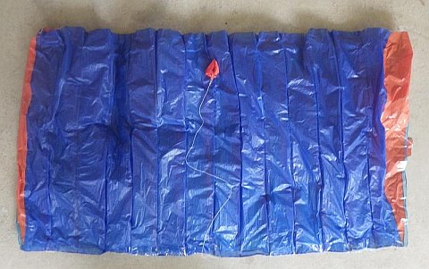 The Parachute kite - kite laid out, showing the Upper Surface.