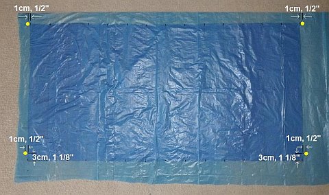 The Parachute kite - extra dots marked onto lower surface plastic.