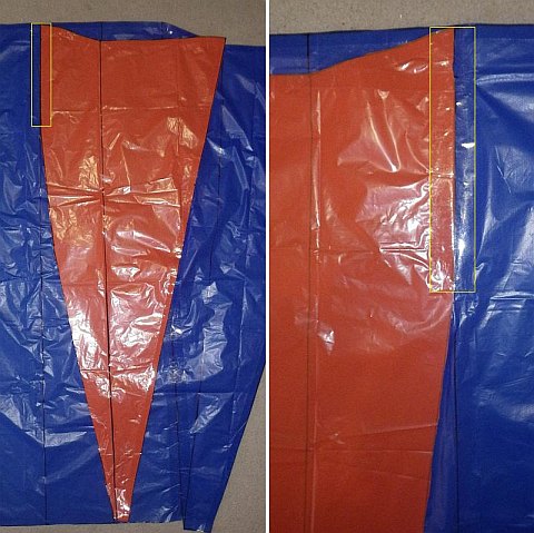 The Parafoil kite - an edge taped to the center-line of the Upper Surface plastic.