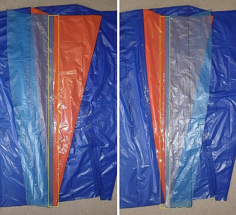 The Parafoil kite - a Lower Surface panel taped to the Central Keel.