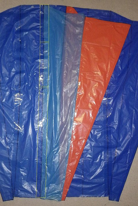 The Parafoil kite - divider taped to Upper Surface.
