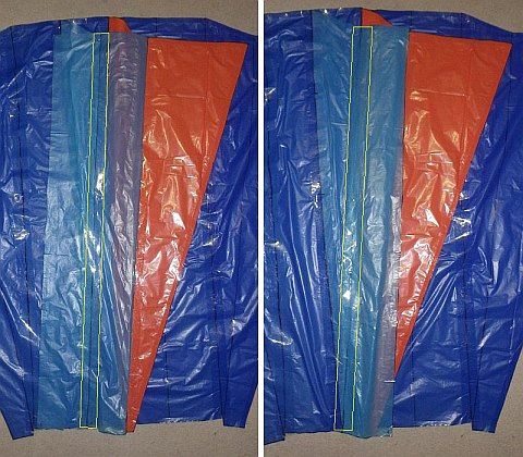 The Parafoil kite - lower Surface rectangle taped to Divider.