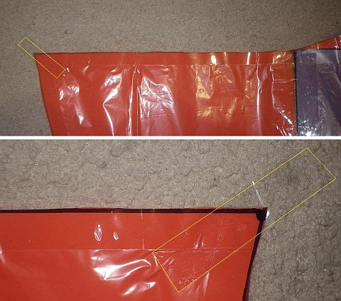 The Parafoil kite - attachment point tapes stuck on.