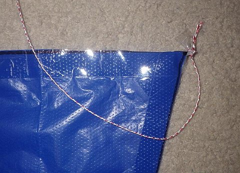 The Parafoil kite - attachment point tape crushed and tied.