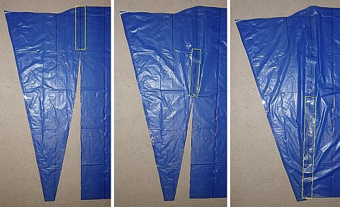 The Parafoil kite - a cut-out closed and taped up.