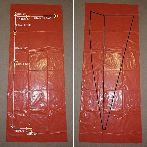 The Parafoil kite - dots measured, marked and connected.