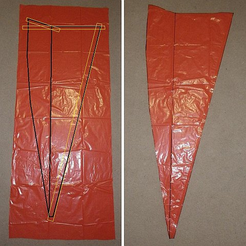 The Parafoil kite - central keel taped and cut out.