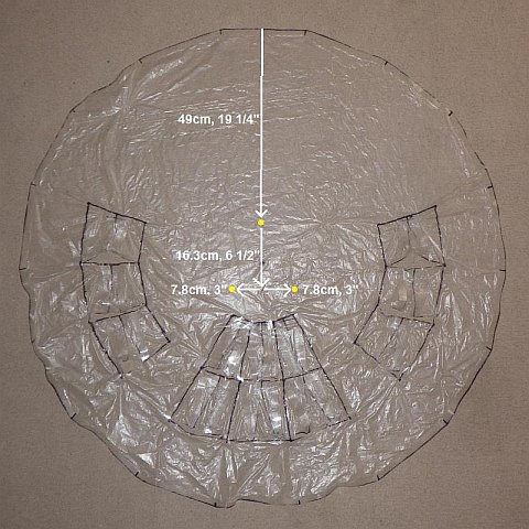 The Parasail kite - measure and mark dots.