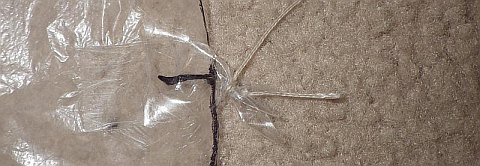 The Parasail kite - attachment point tape crushed and tied.