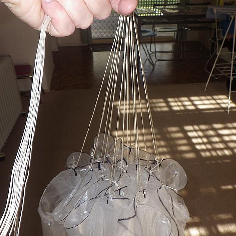 The Parasail kite - bridle lines tied to length.