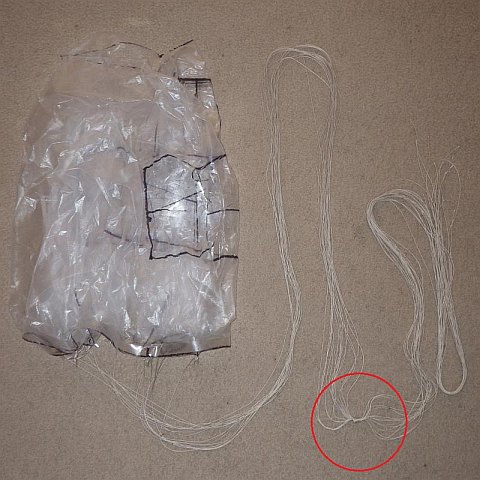 The Parasail kite - lines knotted.