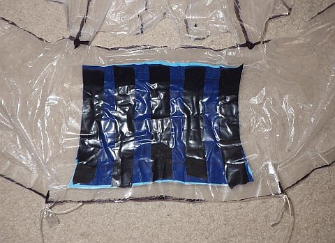 The Parasail kite - heavy plastic patch stuck on and weighted some more.