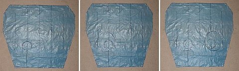 The Octopus kite - the eye outlines drawn onto the lower surface plastic. The Octopus kite - the eye outlines drawn onto the lower surface plastic.