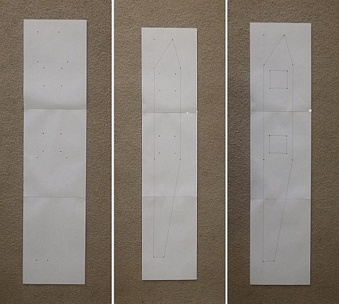 The Octopus kite - middle rib template: dots, +outline, +vents.