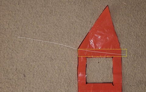 The Octopus kite - starting to make a bridle line attachment point.