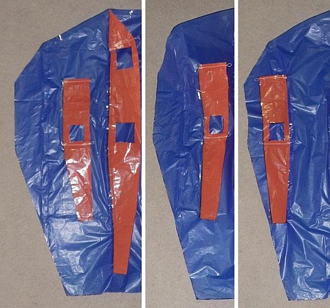 The Octopus kite - a side rib taped to upper surface plastic.