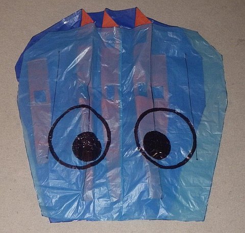 The Octopus kite - all 3 middle ribs taped in.