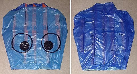 The Octopus kite - completed Octopus Head, front and back.