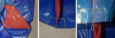 The Octopus kite - where to wrap tape around a middle rib.