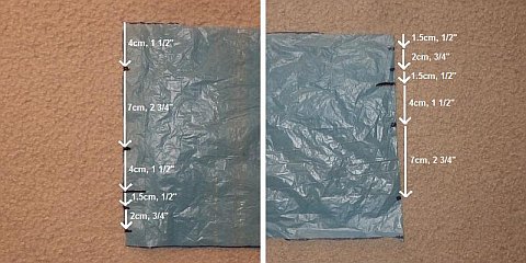 The Octopus kite - left and right ends measured up.