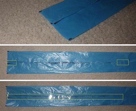 The Octopus kite - a section of tail tube folded and taped.