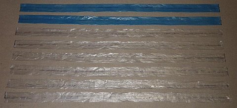 The Octopus kite - the plastic taped into cylinders.