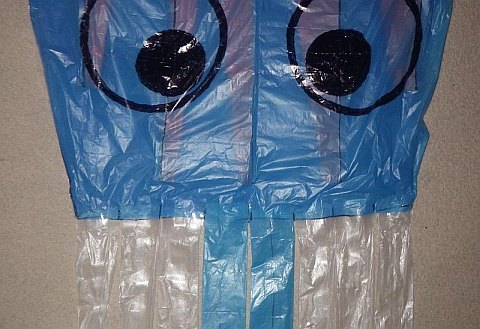 The Octopus kite - all tubular tails taped into the Octopus Head.