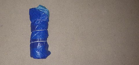 The Octopus kite - kite rolled up ready to stow.