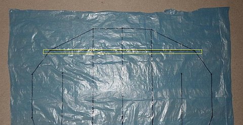 The Octopus kite - where to put sticky tape edging. The Octopus kite - where to put sticky tape edging.