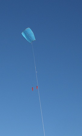 The MBK Multi-Dowel Sled kite in flight.