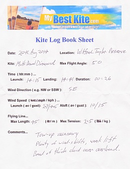 Use Kite Log Book Sheets You Can Download One Here