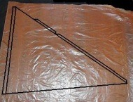 The Dowel Delta - half the sail marked out on plastic. The Dowel Delta - half the sail marked out on plastic.